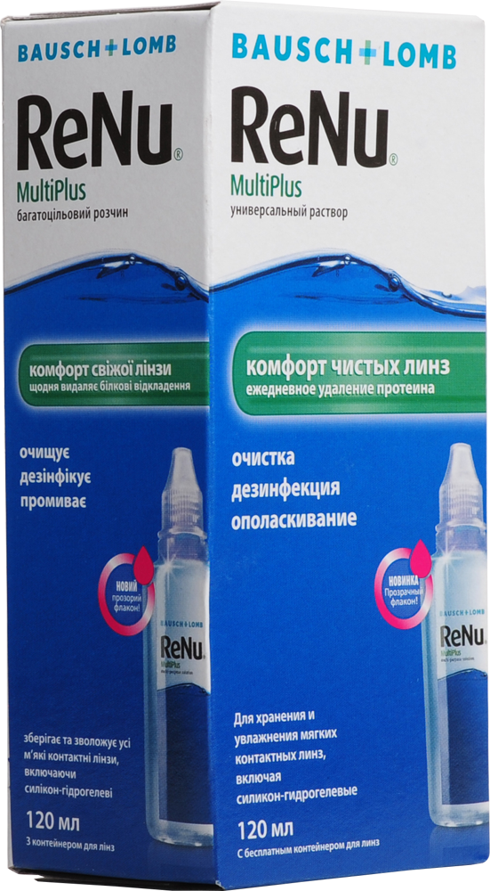 Раствор для ухода за контактными линзами ReNu Multi Plus (120ml)