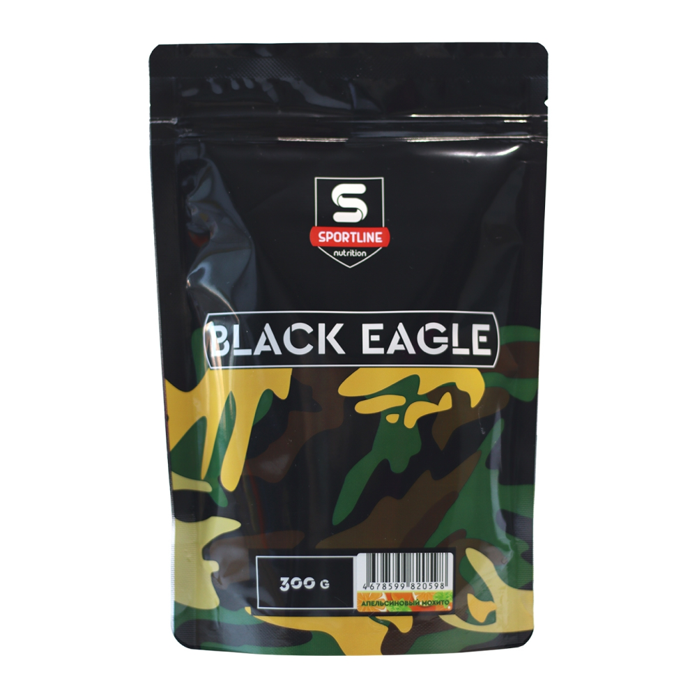 Предтренировочный комплекс SportLine Nutrition Black Eagle Пакет, апельсиновый мохито, 300 гр. пакет