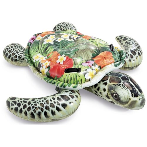 плотик intex 57555np морская черепаха 191х170см 3 Матрас надувной для плавания INTEX Черепаха с ручками, 57555, светло-зеленый