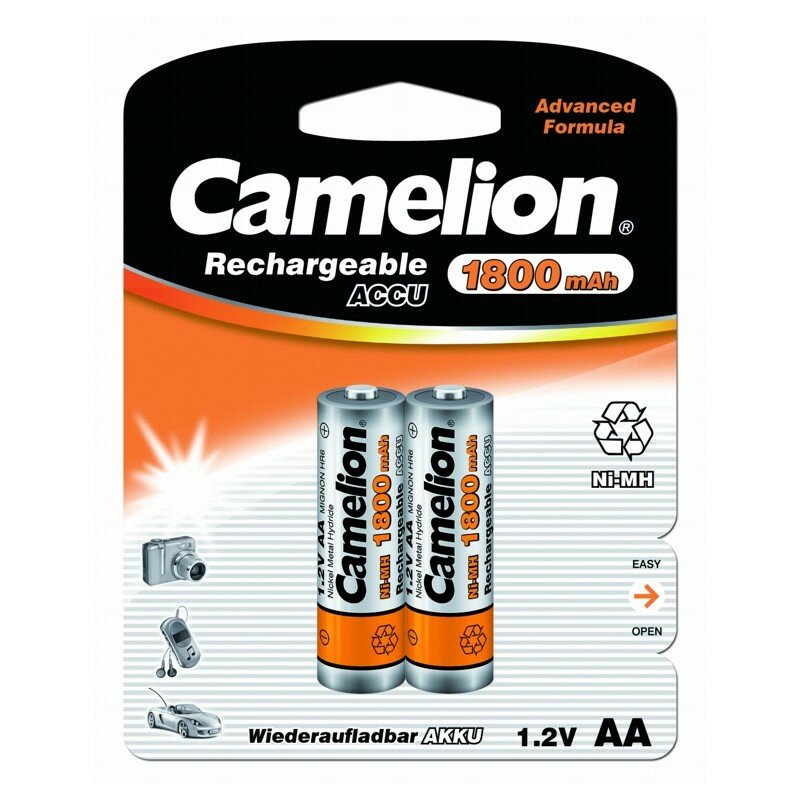 Camelion AA-1800mAh Ni-Mh BL-2 (NH-AA1800BP2, аккумулятор,1.2В) (упак. 2 шт.), цена за 1 упак.