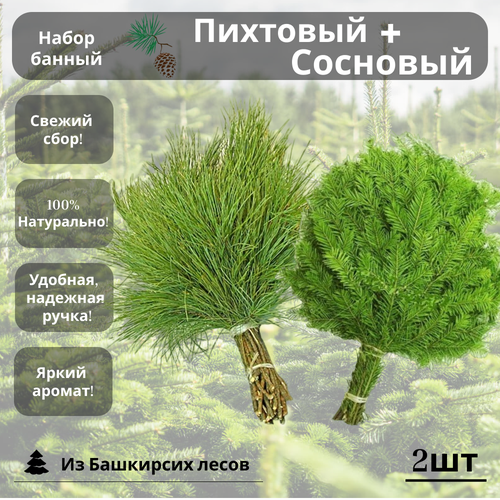 Набор банных веников Сосновый и Пихтовый полка для банных веников цвет прозрачный