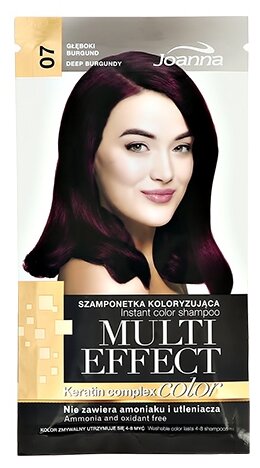 Joanna шампунь Multi Effect Color Keratin complex, тон 07 Глубокий бургунди