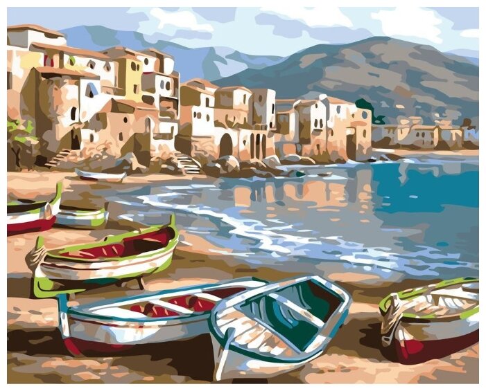 Картина по номерам "Лодки на берегу", 40x50 см