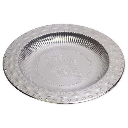 Поднос круглый из нержавеющей стали 30 см. Kamille КМ-4369 (d30х3 см)