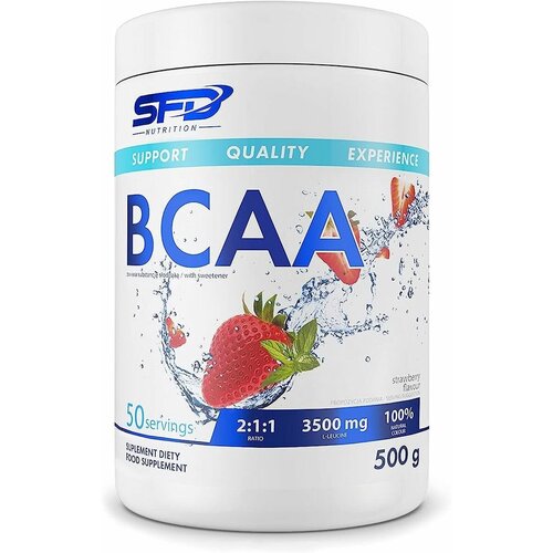 BCAA 2:1:1 SFD Nutrition 500 г (клубника) для набора мышечной массы, укрепления мышц