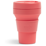 Многоразовый складной стакан STOJO с крышкой для кофе с собой из пищевого силикона / Стакан для кофе / Кружка для кофе 355 мл, цвет Coral - изображение