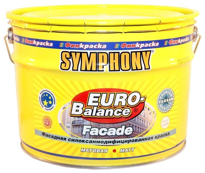 Краска силоксановая Symphony Euro-Balance Fasade Siloxan влагостойкая моющаяся матовая