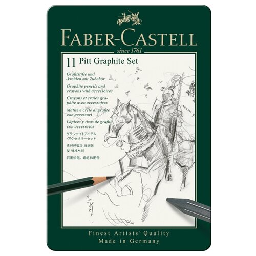 набор карандашей ч г faber castell pitt graphite 26 предметов заточен метал кор Набор карандашей ч/г Faber-Castell Pitt Graphite, 11 предметов, заточен, метал. кор.