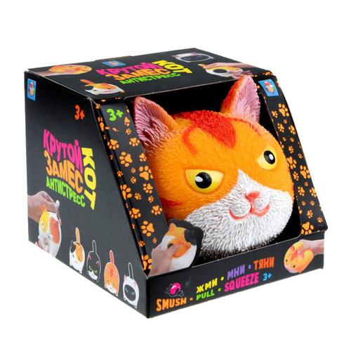 Игрушка-мялка 1 TOY Кот, Т22485, рыжий