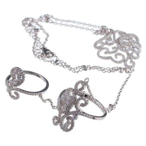 фото Element47 кольцо-браслет из серебра 925 пробы с кубическим цирконием wsbr23239-bw_001_wg, размер 17