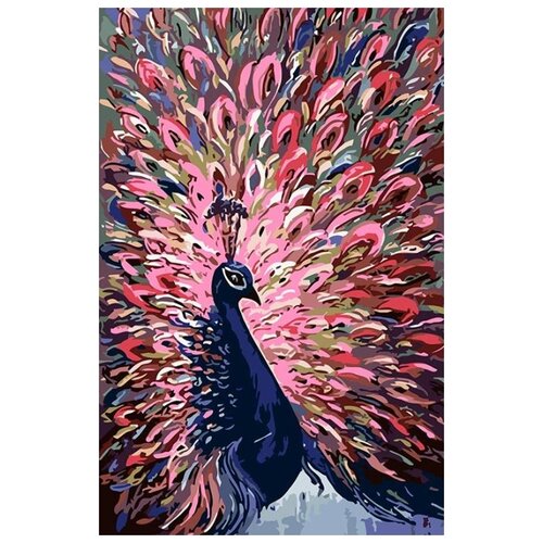 Картина по номерам Павлин с розовым хвостом, 40x60 см павлин с розовым хвостом раскраска картина по номерам на холсте