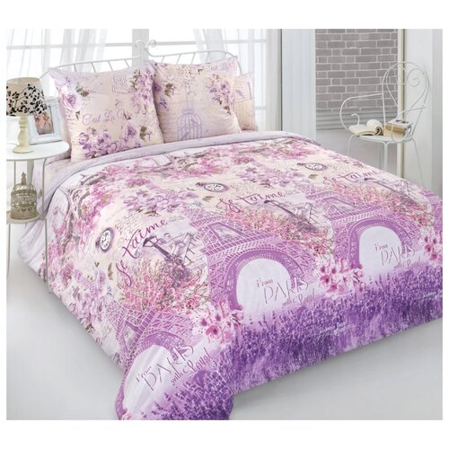 фото Постельное белье «город любви 1», перкаль, 2 сп с европростыней текс-дизайн