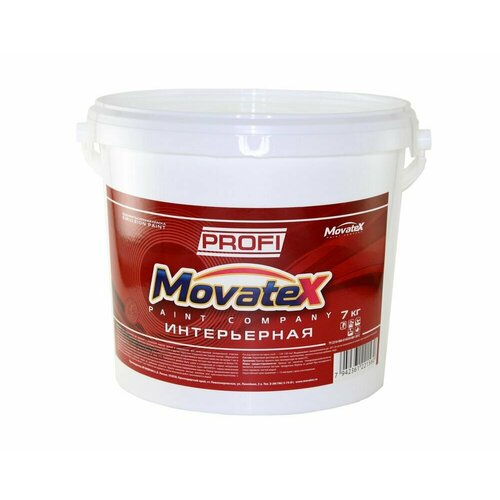 Movatex Краска водоэмульсионная интерьерная PROFI моющаяся супербелая 7 кг Т04682