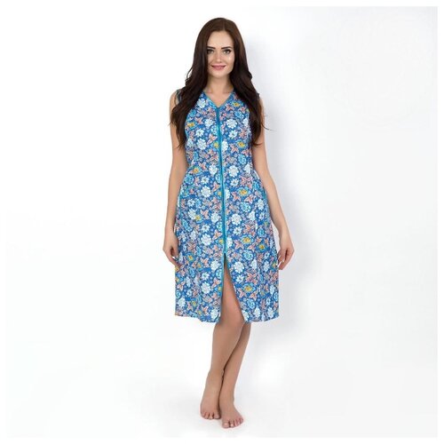 фото Халат женский из бязи на молнии с рельефом; олеся; голубой; размер 48 артдизайн