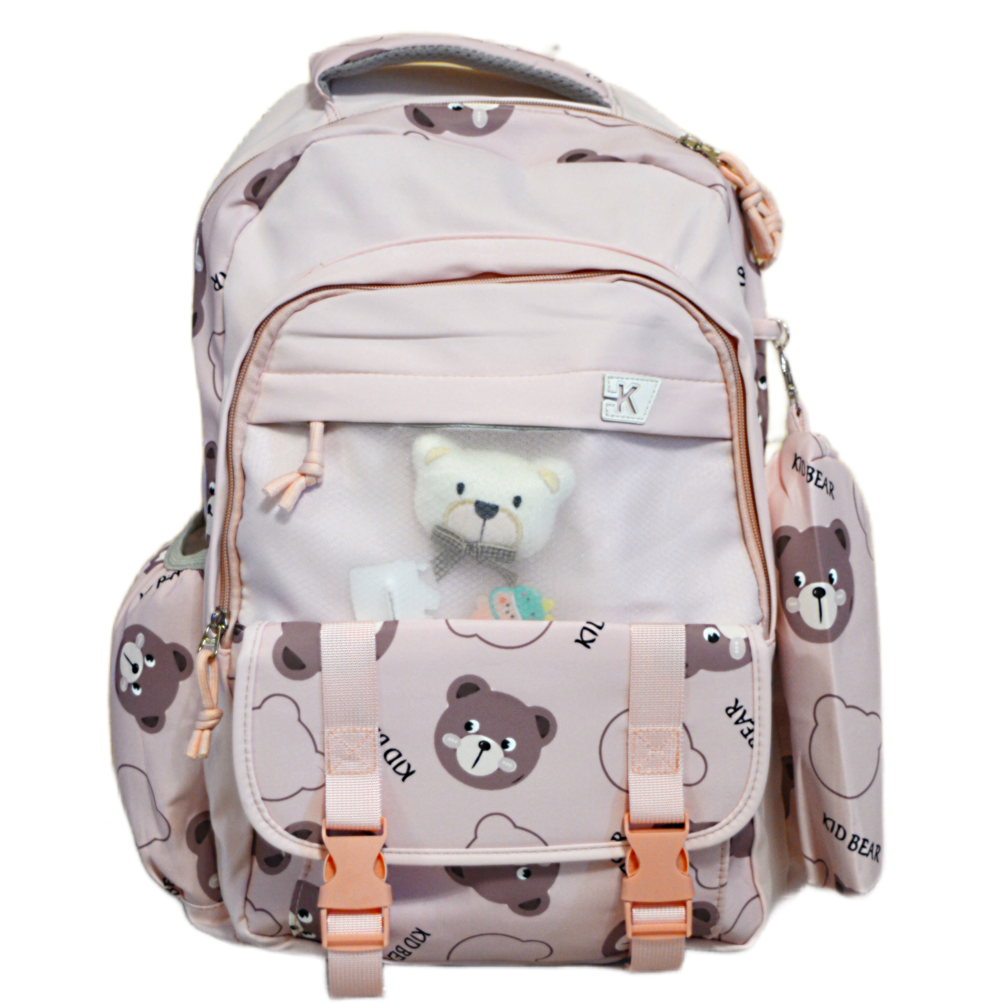 Школьный рюкзак Медвежонки для девочек с пеналом, светло-розовый