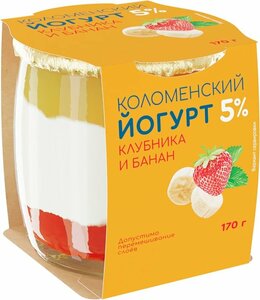 Йогурт Коломенский Клубника банан 5% 170г