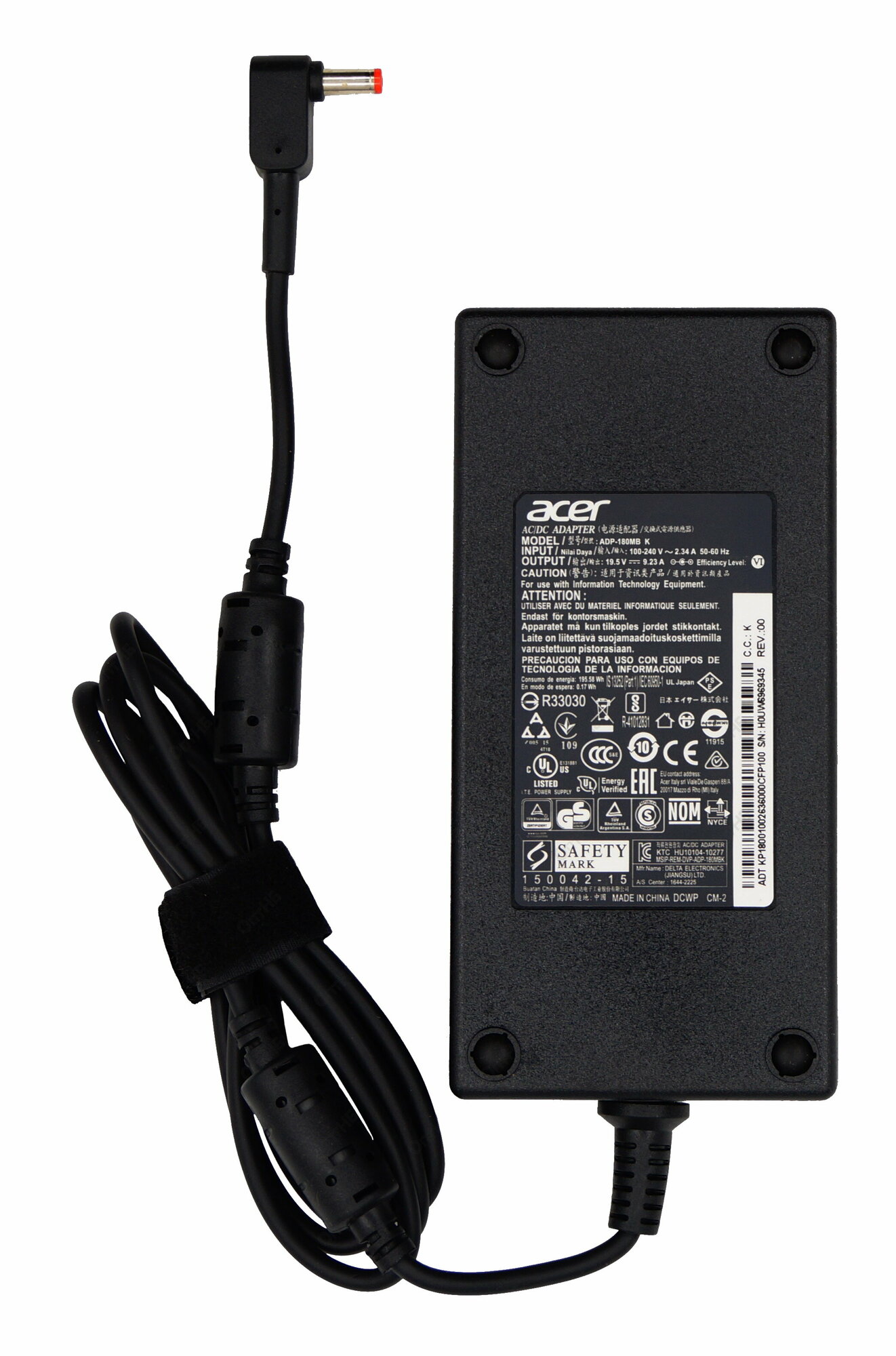 Блок питания для ноутбука Acer 5.5x1.7мм, 180W (19.5V, 9.23A) без сетевого кабеля, ORG (slim type)