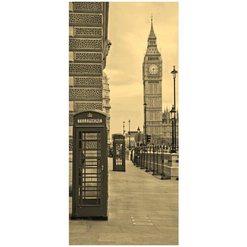 Самоклеящиеся фотообои Лондон, Биг Бэн, размер: 90x200 см, эффект: сепия