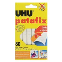 Подушечки клеящие UHU Patafix, 80 шт., бесследное удаление, многоразовые, белые, 39125