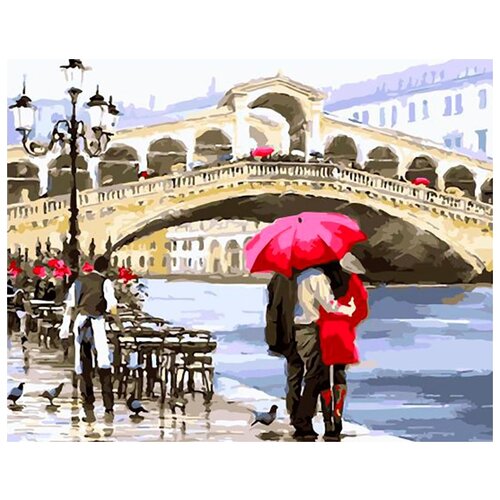 картина по номерам влюбленные у моста в венеции 40x50 см Картина по номерам Влюбленные у моста в Венеции, 40x50 см