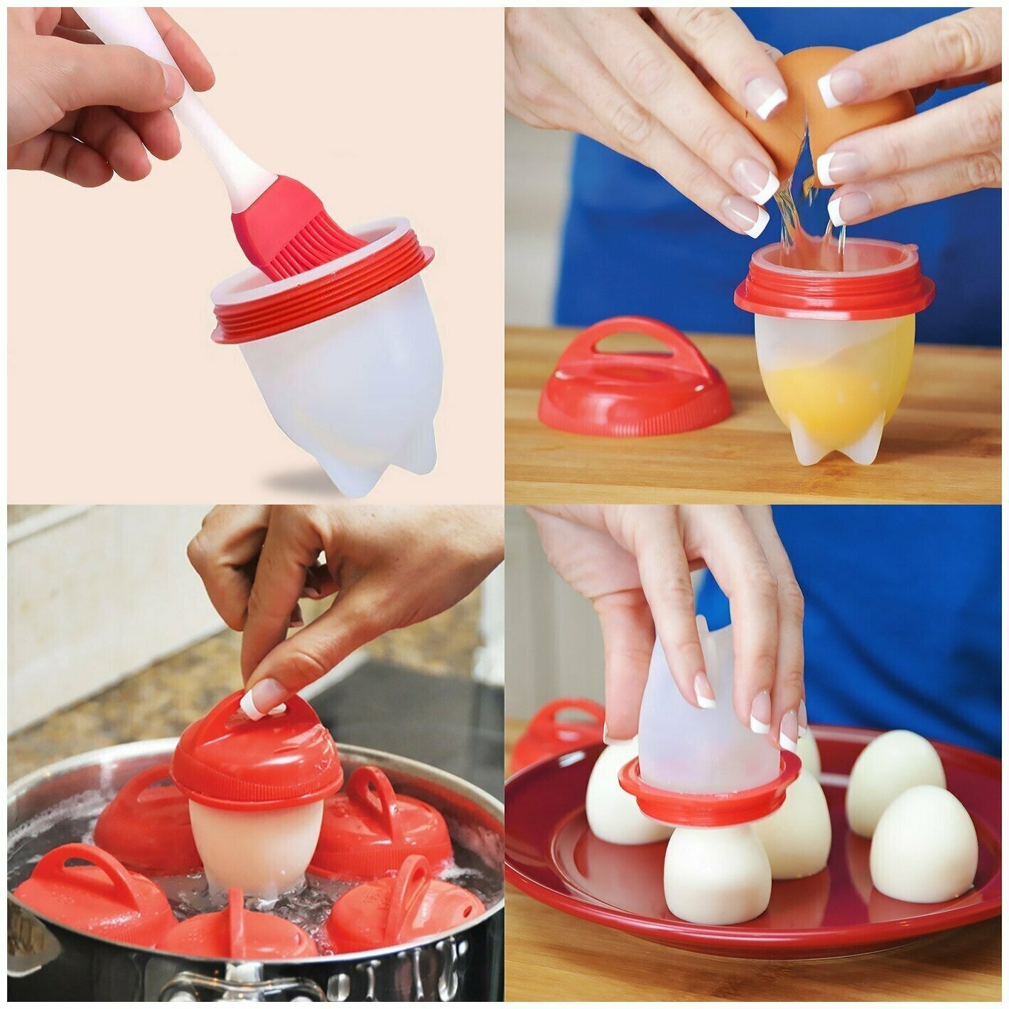 Набор силиконовых форм для варки яиц без скорлупы Silicone Egg Boil, 6 шт.