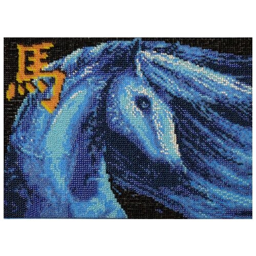 фото Набор синяя лошадь 18,7х27 вышиваем бисером в-77