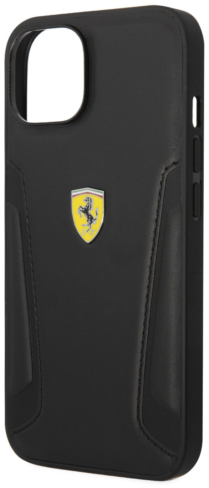 Ferrari для iPhone 14 чехол Leather Stamped sides Hard Black, шт