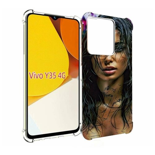 чехол mypads девушка с собакой на цепи нарисованная женский для vivo y35 4g 2022 vivo y22 задняя панель накладка бампер Чехол MyPads девушка с мокрыми волосами женский для Vivo Y35 4G 2022 / Vivo Y22 задняя-панель-накладка-бампер