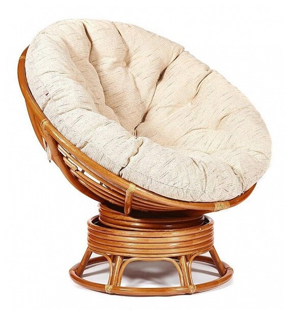 Кресло-качалка "PAPASAN" w 23/01 B / с подушкой /Cognac (коньяк), ткань Старт - фотография № 1