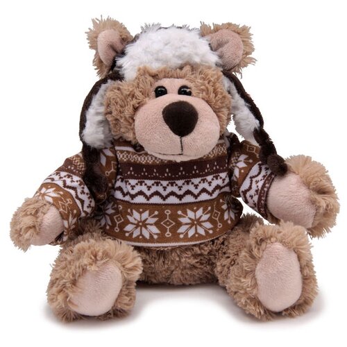фото Мягкая игрушка magic bear toys мишка рэймонд в шапке-ушанке и свитере 20 см