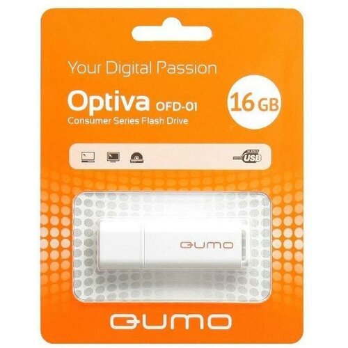 Флешка 16GB QUMO USB 2.0 Optiva 01 White, цвет корпуса белый