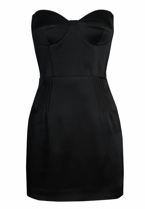 Платье LAROOM, атлас, вискоза, вечернее, прилегающее, мини, размер XS, черный