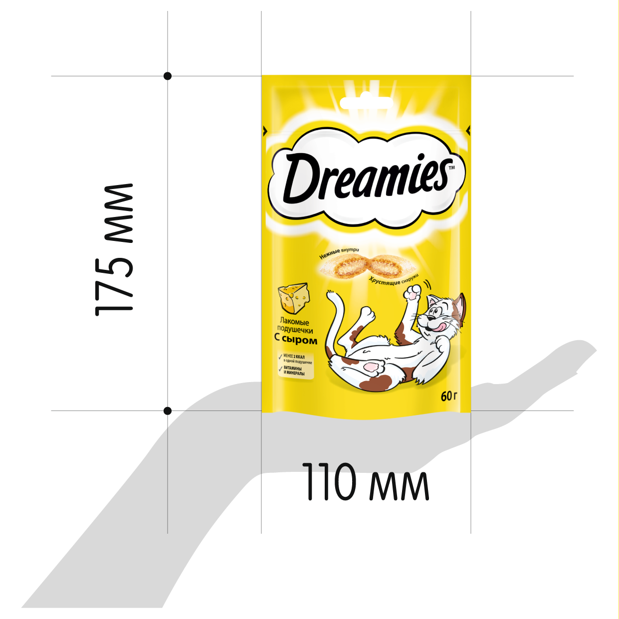 Лакомство для кошек Dreamies подушечки с сыром, 12 пачек по 60 г - фотография № 11