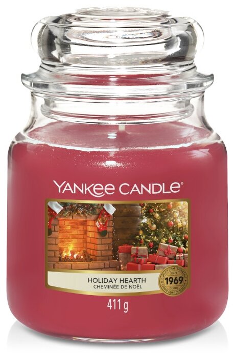Yankee Candle / Свеча средняя в стеклянной банке Ароматы праздника Holiday Hearth 411 гр / 65-90 часов