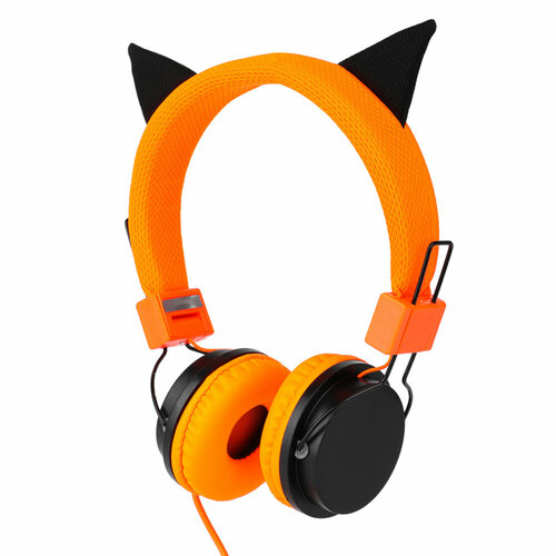 BY Наушники проводные накладные Ушки динамики 40мм кабель 12M оранжевый 2 штуки 1914₽