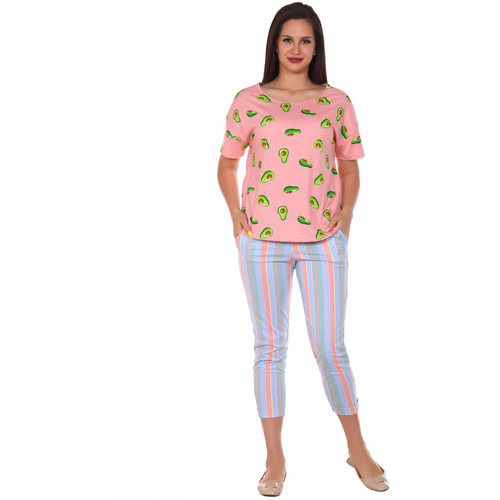 Пижама Астратекстиль, футболка, бриджи, размер 46, розовый