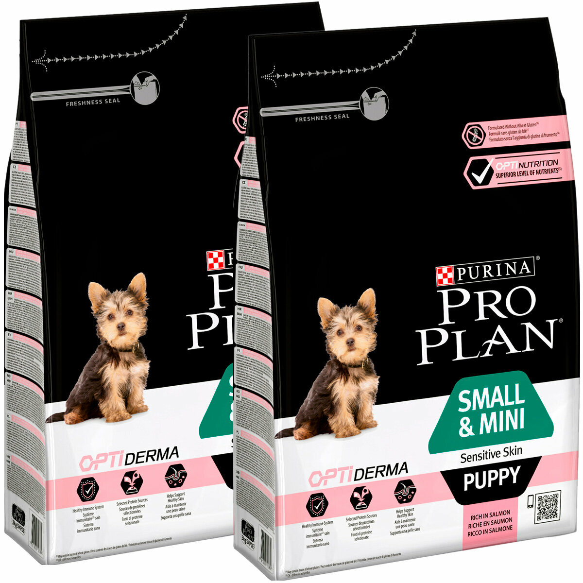 PRO PLAN OPTIDERMA PUPPY SMALL & MINI SENSITIVE SKIN для щенков маленьких пород с чувствительной кожей с лососем и рисом (3 + 3 кг)