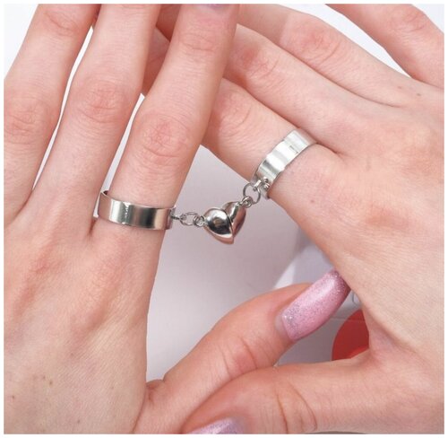 Кольцо на два пальца, безразмерное, серебряный