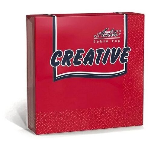 Салфетки бумажные Aster Creative 24x24 см красные 3-слойные 20 штук в упаковке