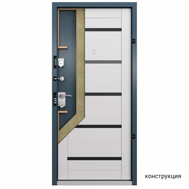 Дверь входная Torex для квартиры металлическая Flat-S 860х2050 левый, тепло-шумоизоляция антикоррозийная защита, замки 4-го и 2-го класса, синий/белый - фотография № 5