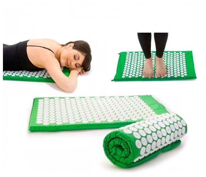 Акупунктурный набор коврик с валиком (зеленый)