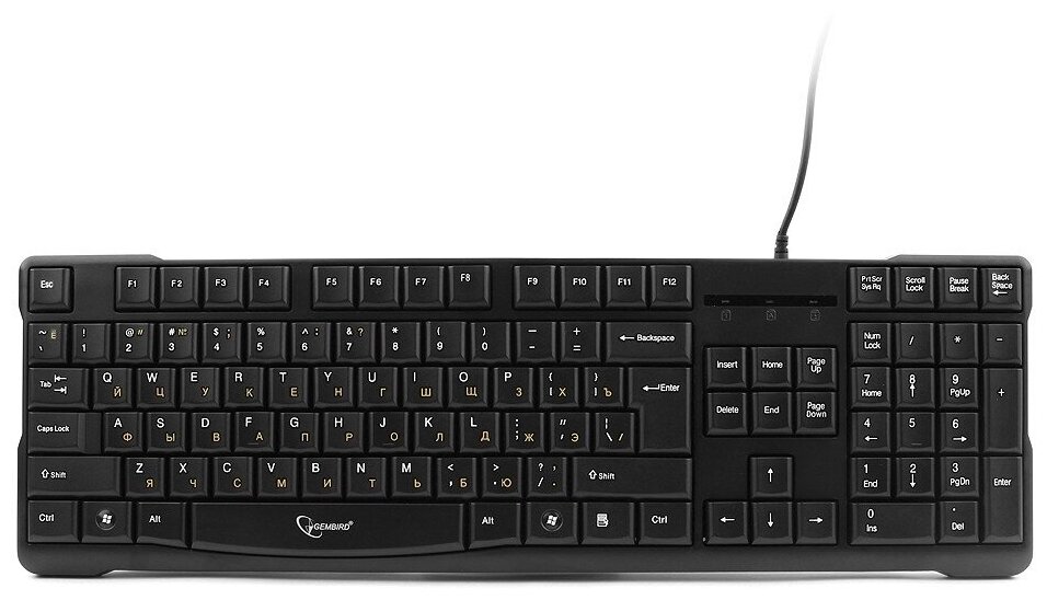 Клавиатура Gembird черная, USB, лазерная гравировка символов, кабель 1.85м - фото №7