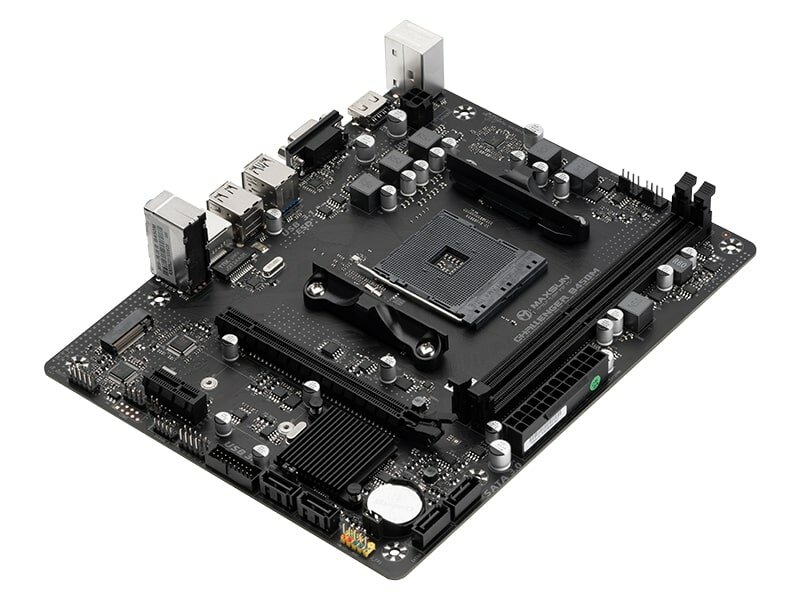 Материнская плата mATX MAXSUN (AM4, AMD B450, 2*DDR4 (3200), 4*SATA 6G RAID, M.2, 2*PCIE, Glan, VGA, HDMI, 2*USB 3.2, 2*USB 2.0) RTL - фото №2