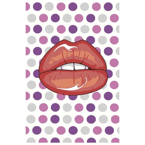 выразительные губы раскраска картина по номерам на холсте Губы на бело-фиолетовом фоне Раскраска картина по номерам на холсте