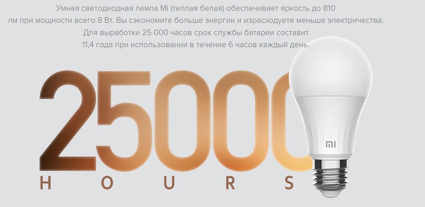 Умная лампа Xiaomi Mi LED Smart Bulb XMBGDP01YLK (GPX4026GL) Warm White - фотография № 8