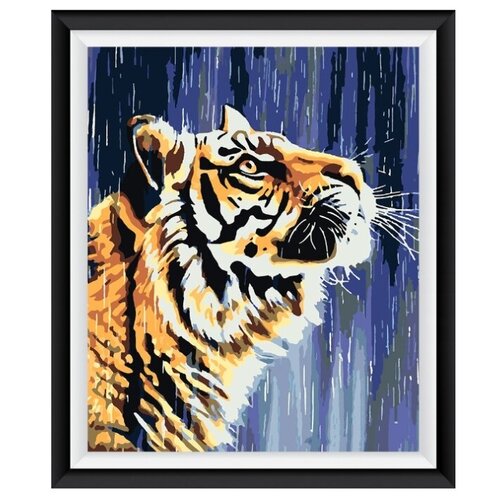 Картина по номерам на холсте 50х40 см Тигр под дождем