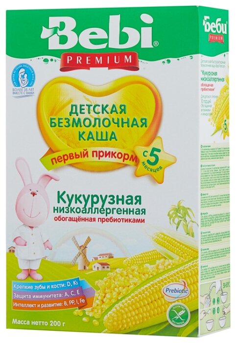 Купить Каша Bebi безмолочная кукурузная с пребиотиками (с 5 месяцев) 200 г по низкой цене с доставкой из Яндекс.Маркета (бывший Беру)