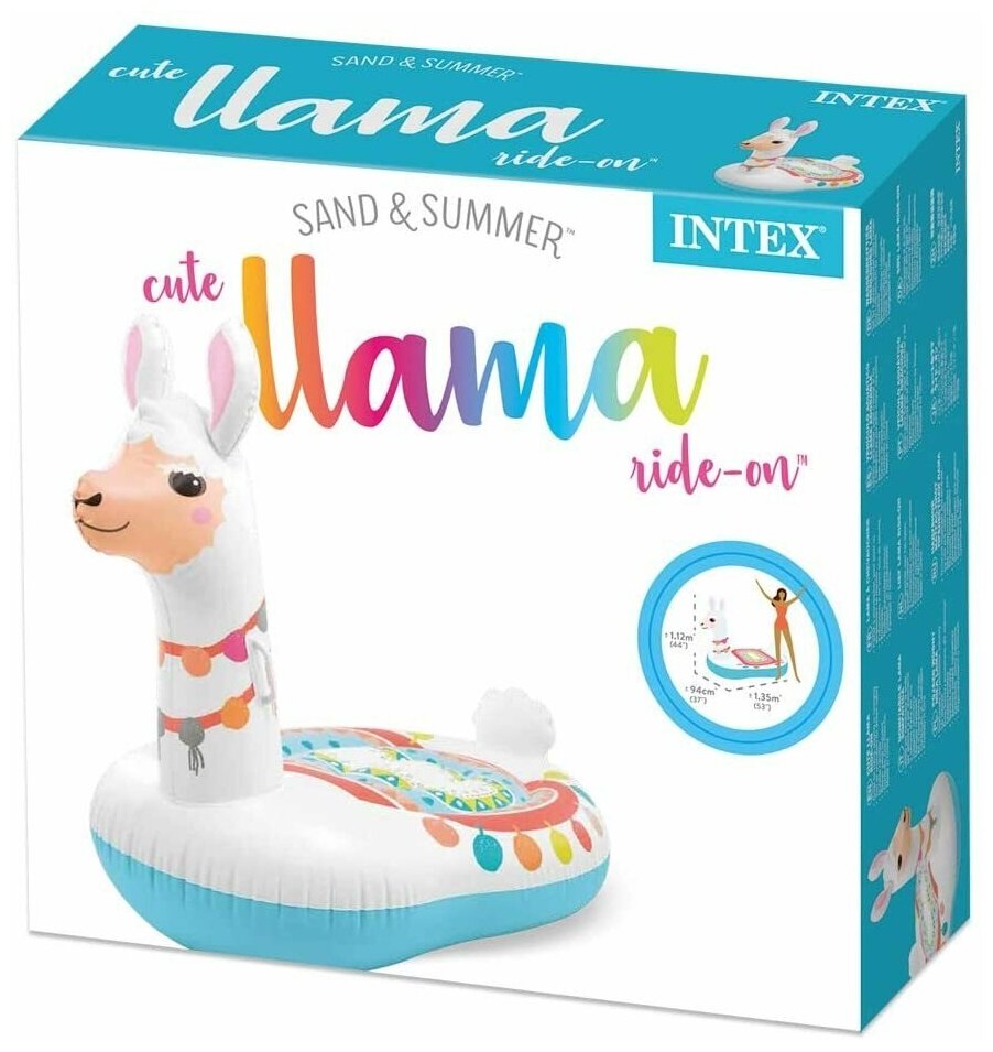 Надувной плот Лама с двумя пластиковыми ручками INTEX 57564 135 см — фото 1