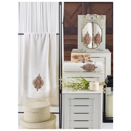 фото Oran merzuka полотенце moss цвет: кремовый br19207 (50х90 см,70х140 см)