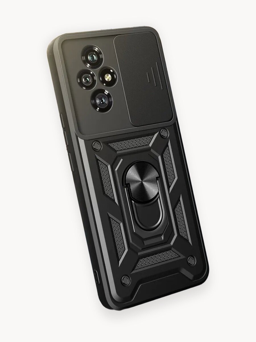 Чехол О'Кейси для Honor 200, с кольцом-магнитом, защита камеры, черный